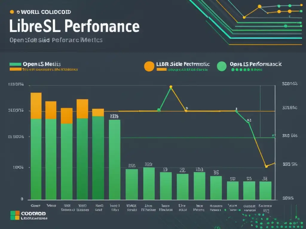 Comparación impactante: LibreSSL vs OpenSSL en infografía Una infografía moderna compara el rendimiento de LibreSSL y OpenSSL, destacando diferencias con gráficos detallados