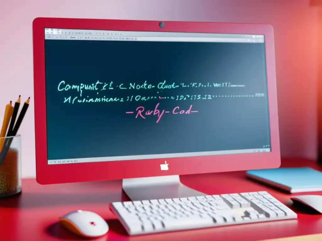 Una inspiradora estación de trabajo de programación en Ruby, con código detallado y vibrante