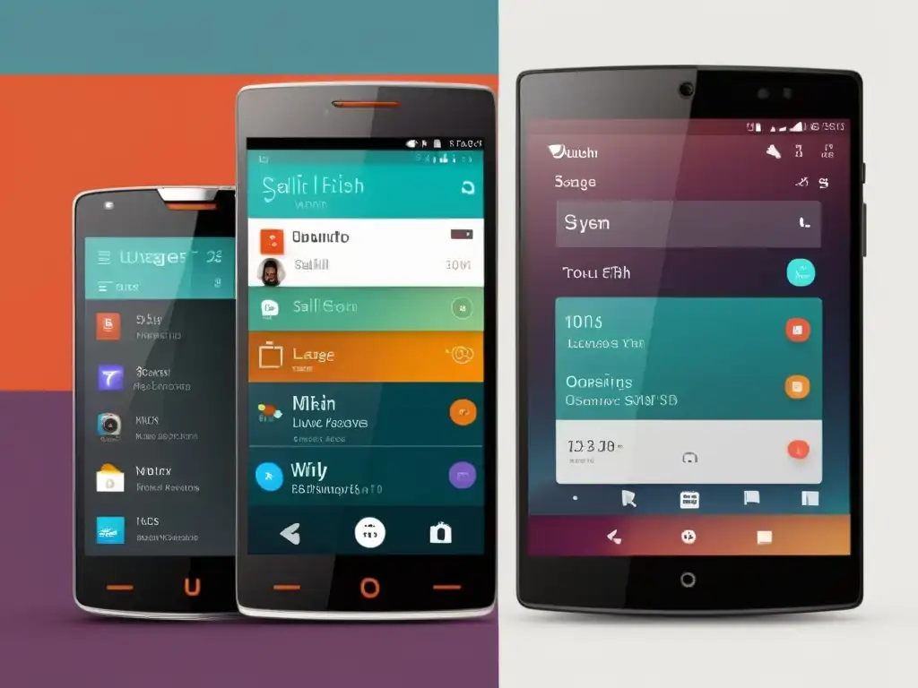 Comparación de interfaces de Ubuntu Touch con otros sistemas operativos de código abierto en una imagen de alta resolución