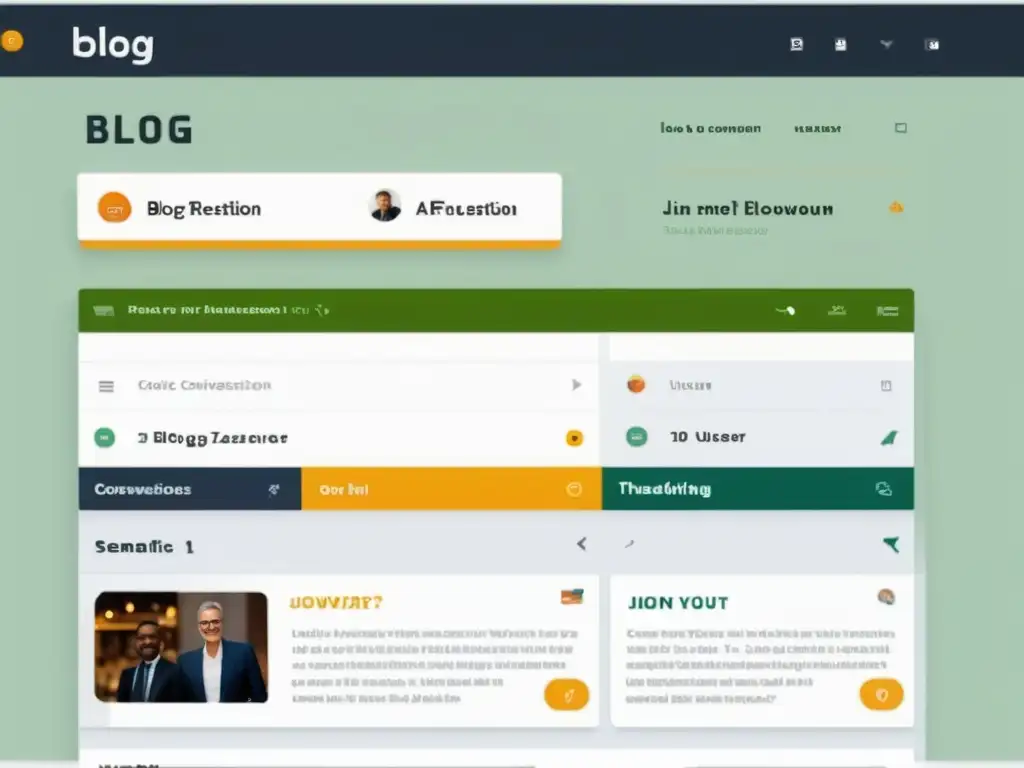 Interfaz de blog moderno con sistema de comentarios integrado, fomentando participación y usabilidad en CMS