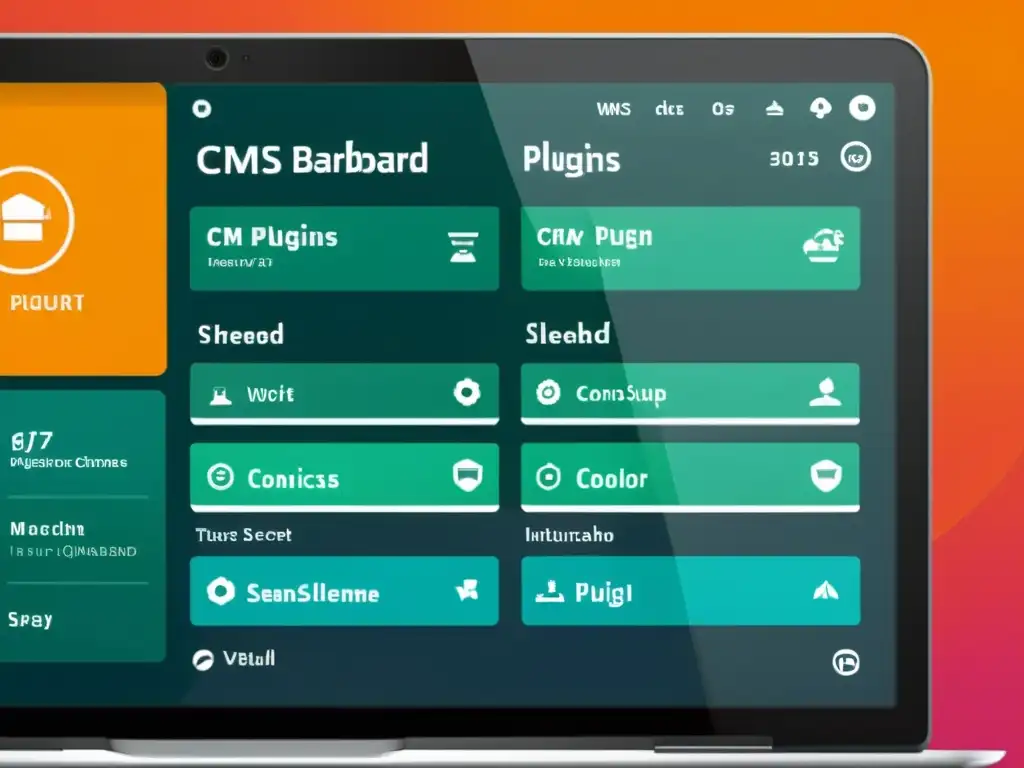 Una interfaz de CMS con diseño moderno y plugins vibrantes