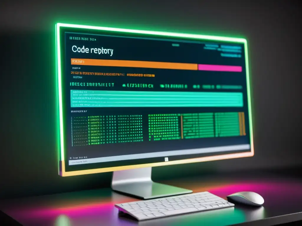 Interfaz de código abierto con ciberseguridad en software, vibrante y futurista en monitor de alta definición