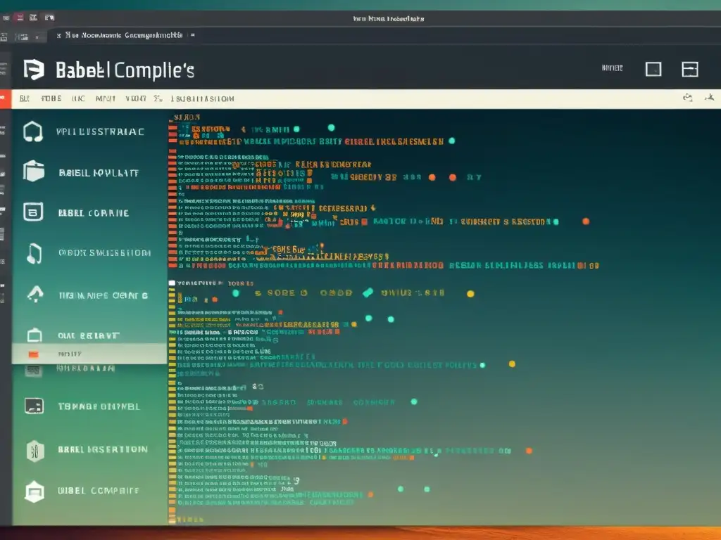 Interfaz del compilador Babel JavaScript código abierto: código nítido, resaltado de sintaxis vibrante y esquema de colores atractivo