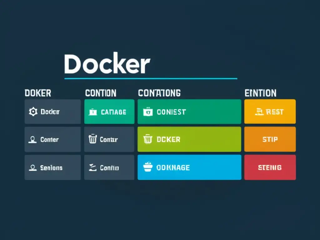 Interfaz de configuración de contenedor Docker para entornos de testing consistentes con opciones personalizables y visual atractivo