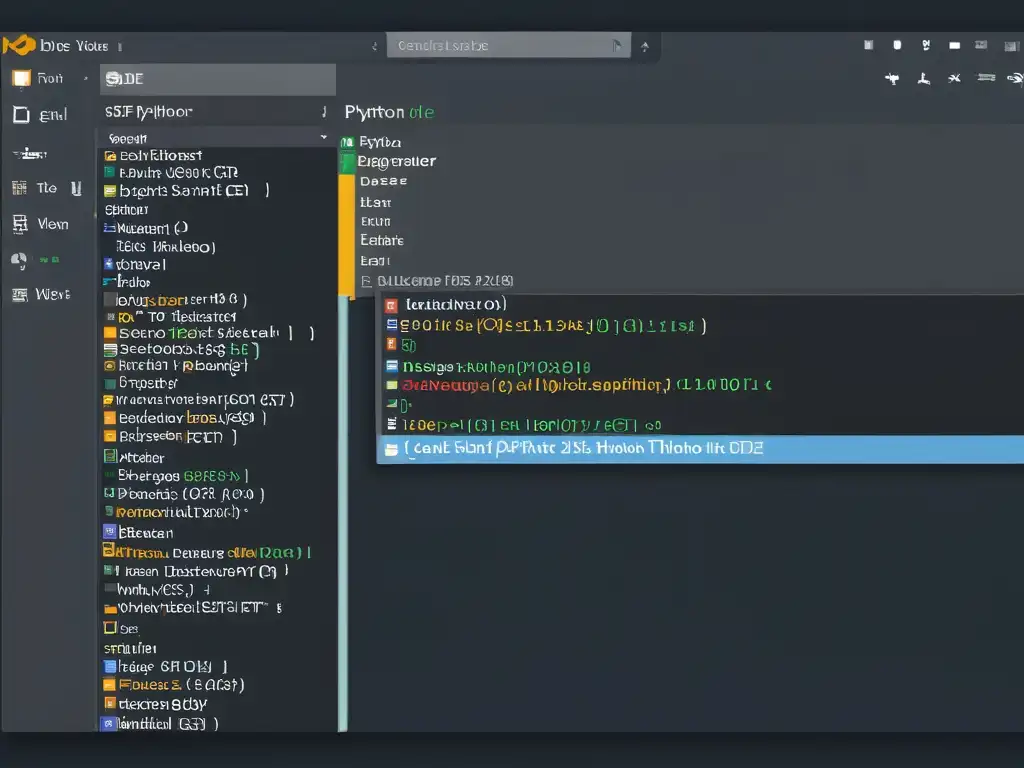 Interfaz detallada del IDE Thonny Python, destacando su diseño limpio e intuitivo con tema oscuro