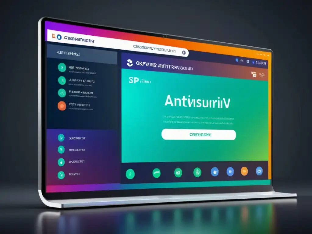 Interfaz digital futurista con antivirus gratuitos de código abierto, innovación y ciberseguridad de vanguardia