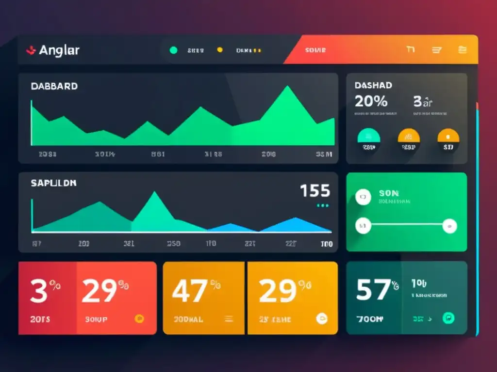 Interfaz dinámica y moderna de Angular para principiantes, con colores vibrantes y diseño minimalista