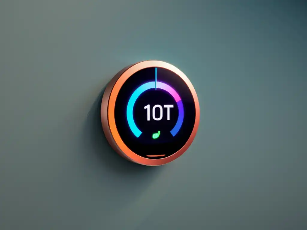 Interfaz de dispositivo IoT moderno en hogar contemporáneo con controles amigables y visualización de datos en tiempo real