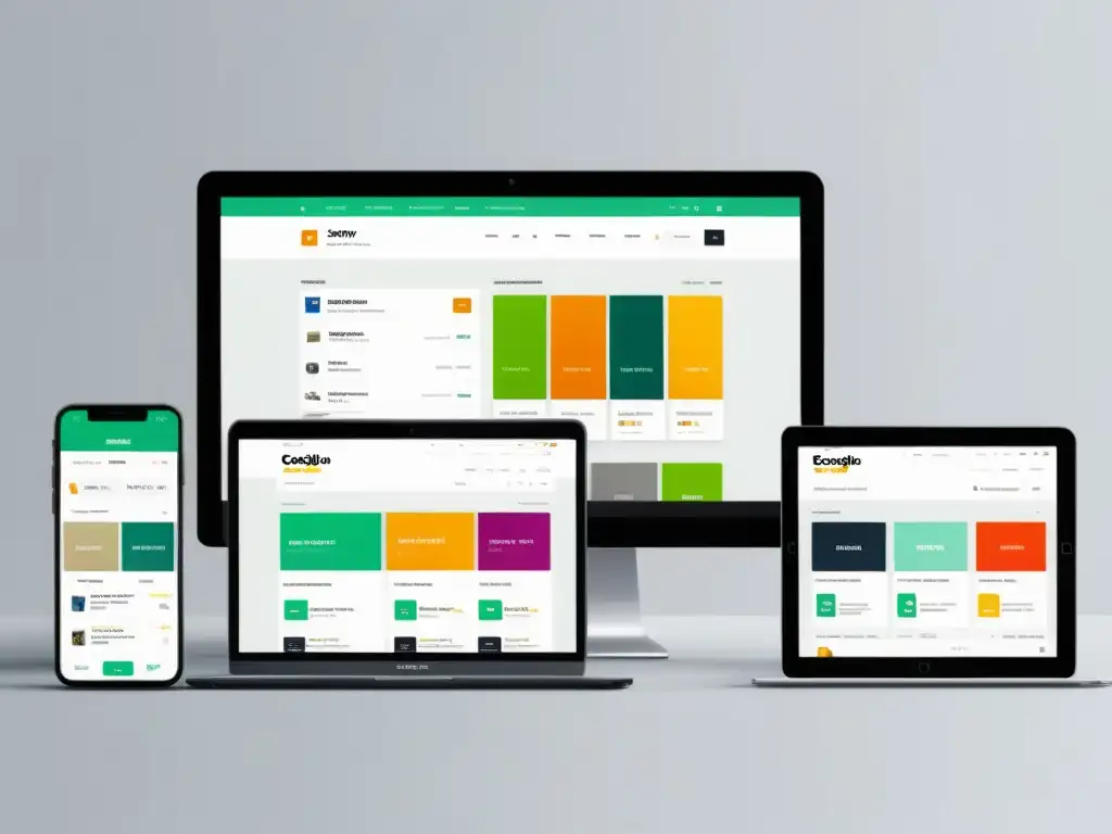 Interfaz de ecommerce moderna y elegante en múltiples dispositivos con estrategia multicanal, software y código abierto