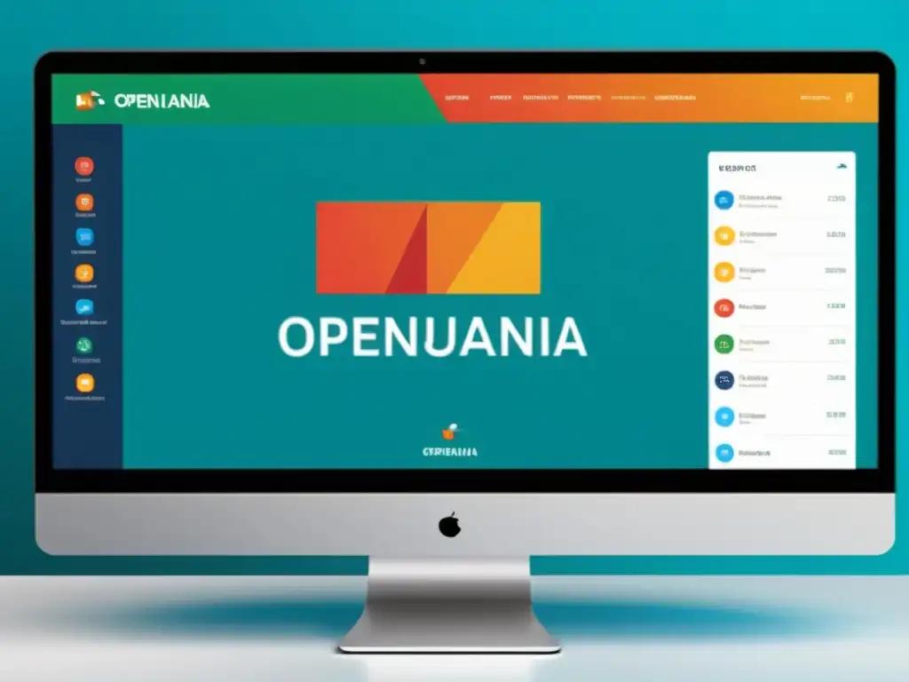 Interfaz de escritorio del software de código abierto OpenIndiana con diseño moderno, iconos coloridos y diseño minimalista