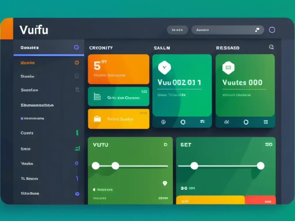 Interfaz moderna y pulida con diseño Vuetify y colores vibrantes Interfaz estética con Vuetify para Vue