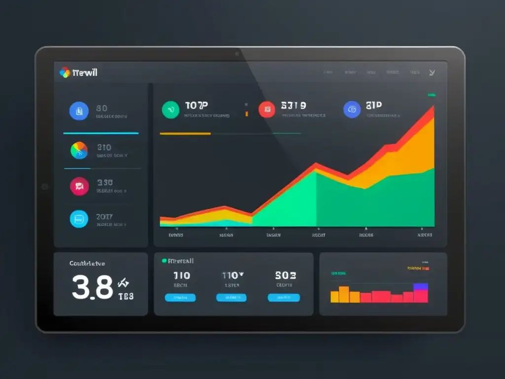 Un interfaz de firewall moderno y elegante que muestra monitoreo de red en tiempo real con gráficos dinámicos