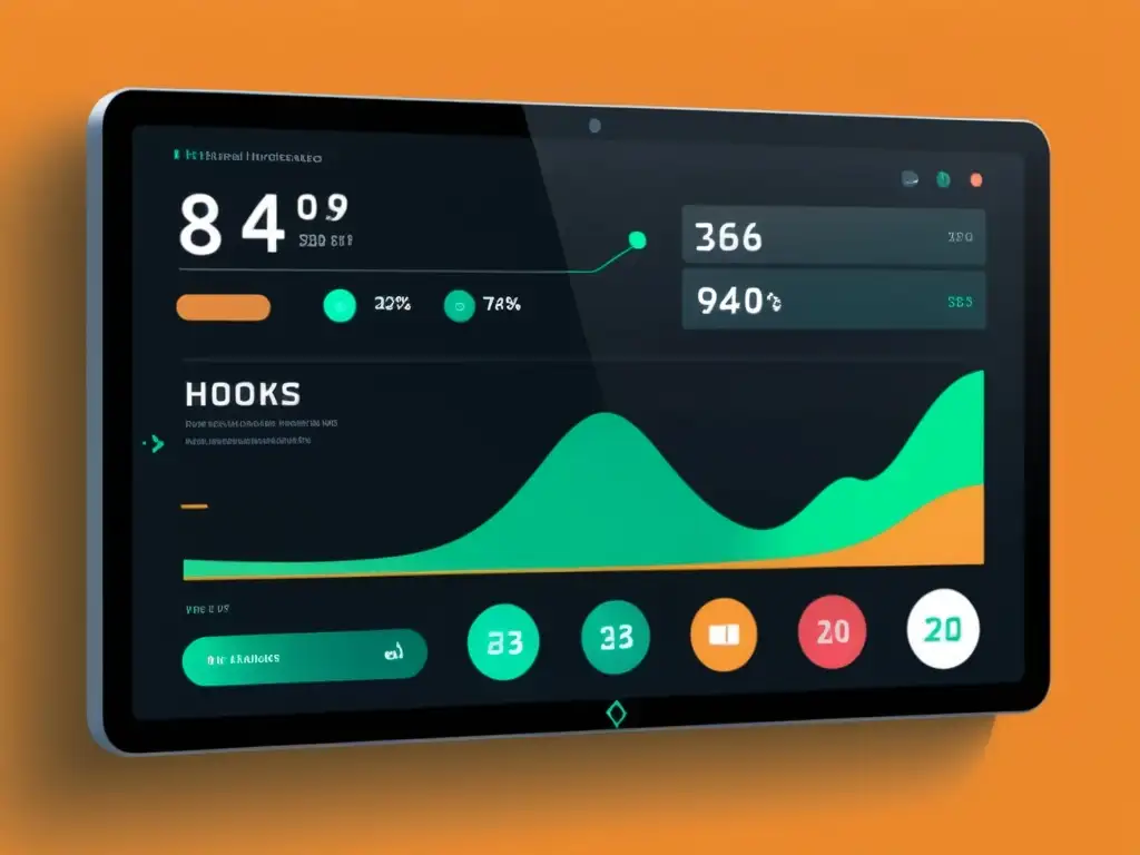 Interfaz futurista de alta tecnología con diseño minimalista y dinámicos componentes de React Hooks