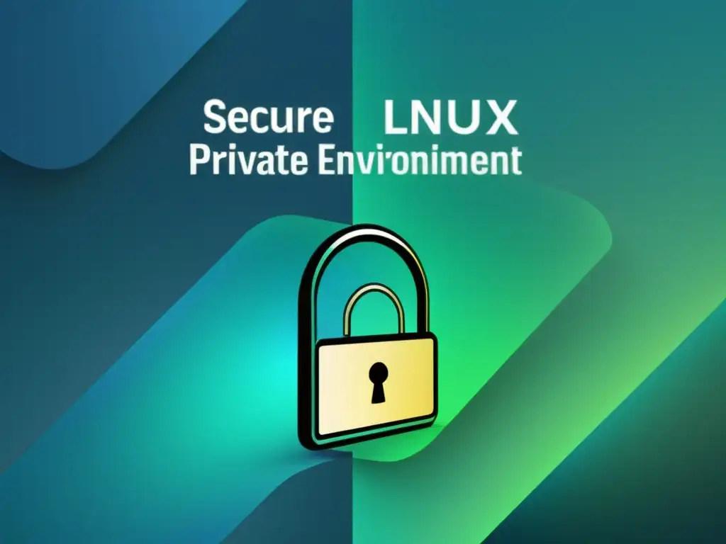 Interfaz futurista en Linux con datos encriptados y protección de datos en Linux, evocando sofisticación y seguridad tecnológica