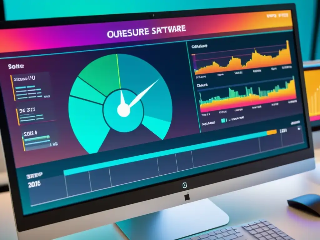 Interfaz futurista y dinámica del software de código abierto, reflejando oportunidades en el mercado actual