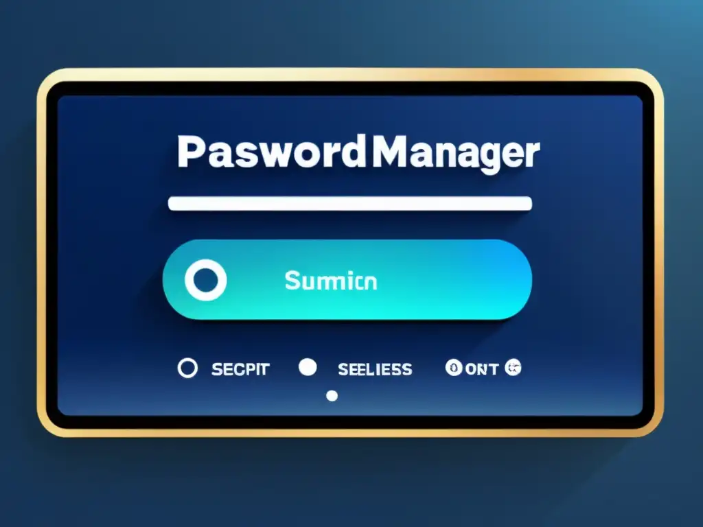 Interfaz futurista de gestor de contraseñas con seguridad de vanguardia y opciones de autenticación biométrica