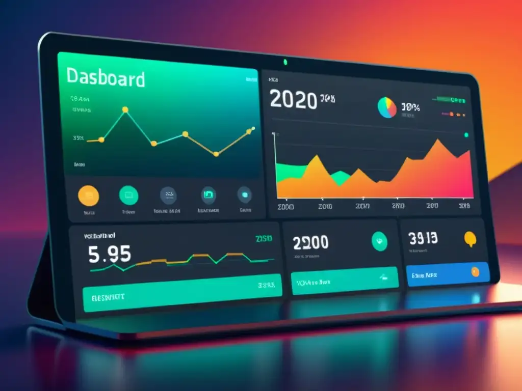 Interfaz futurista de panel de control con herramientas de análisis para CMS Open Source