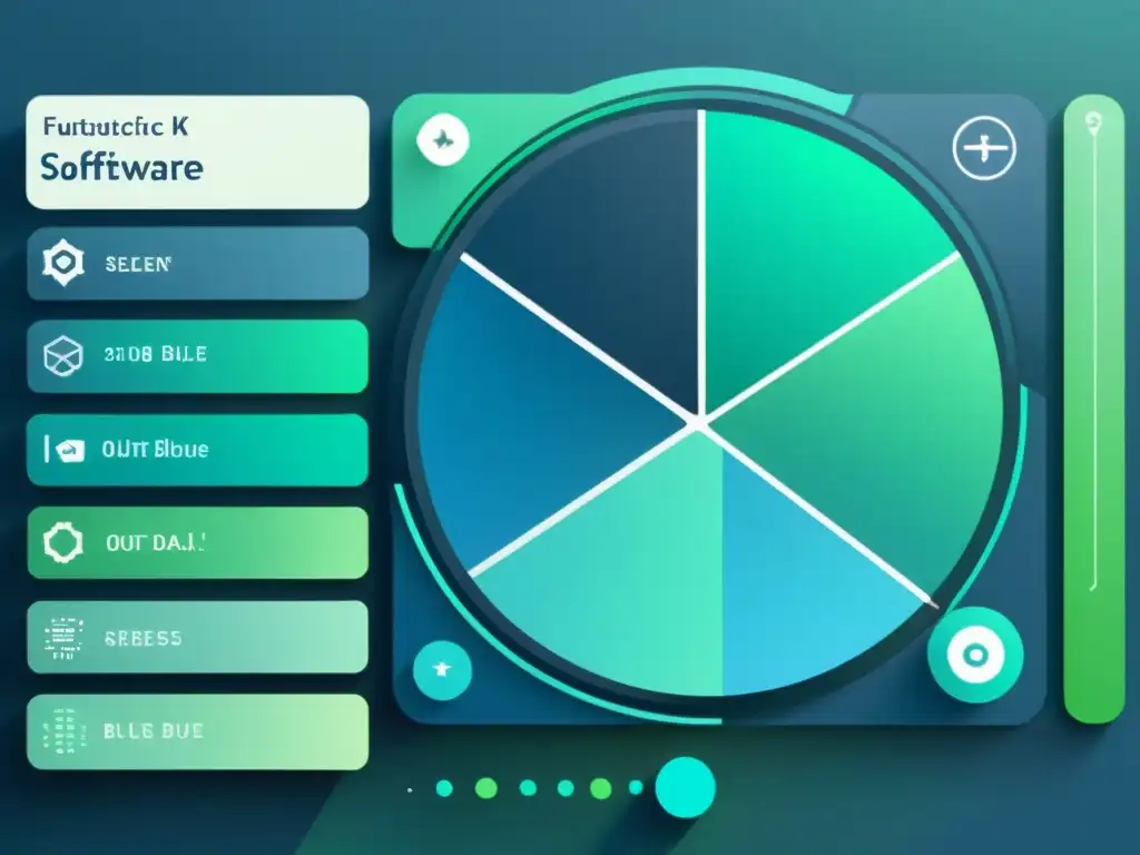 Una interfaz futurista de software de código abierto para brotes epidémicos, con diseño geométrico en tonos calmantes de azules y verdes