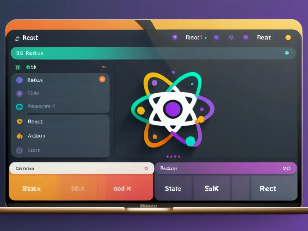 Interfaz de aplicación React gran escala con gestión de estado eficiente en Redux, minimalista y profesional