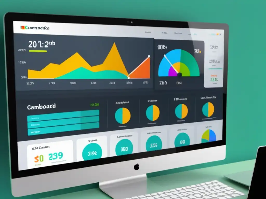 Una interfaz de integraciones de ecommerce con ERP, con gráficos coloridos y conectividad fluida