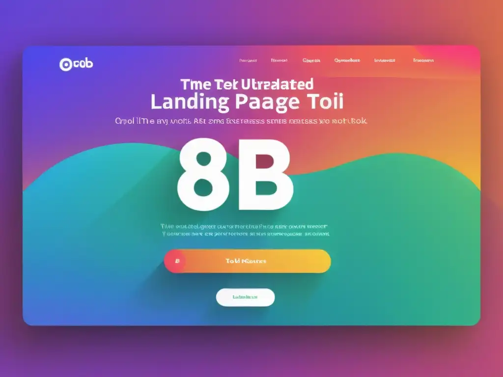 Interfaz de landing page open source con diseño moderno, colores vibrantes y elementos de A/B testing