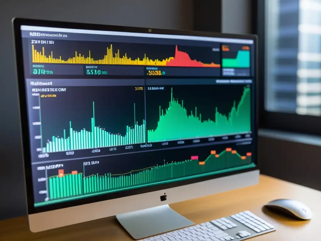 Una interfaz de línea de comandos moderna y elegante con visualizaciones de datos y gráficos en un monitor de computadora Linux