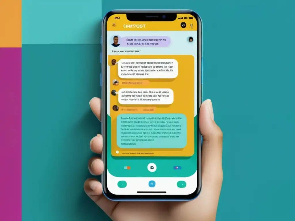 Interfaz moderna de chatbot en smartphone