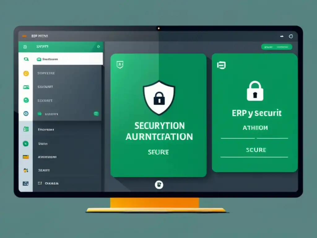 Interfaz moderna de ERP de código abierto con seguridad hightech: encriptación, autenticación multifactor y almacenamiento seguro
