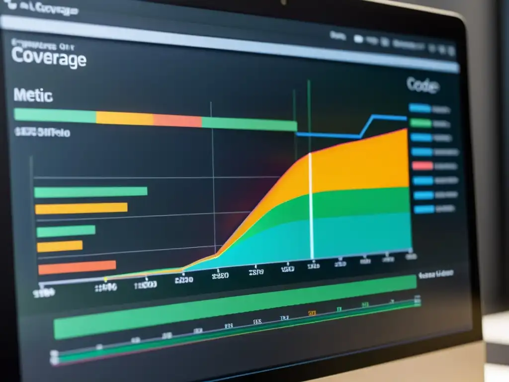 Interfaz moderna y colorida muestra métricas de cobertura de código