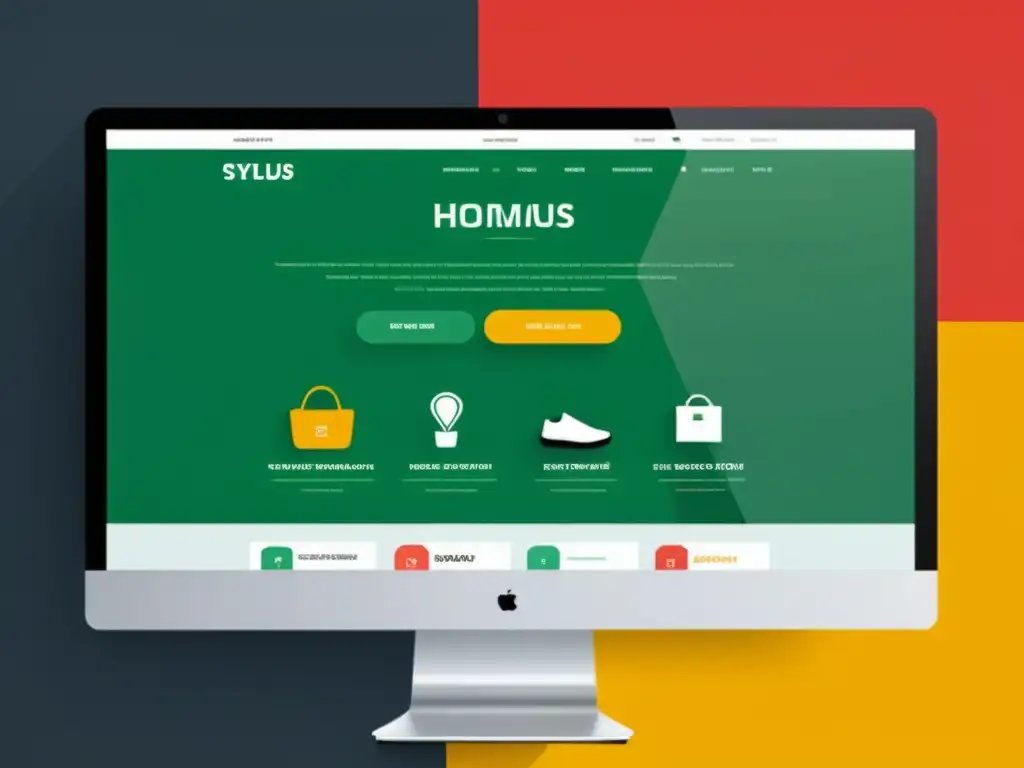 Interfaz moderna de ecommerce con Framework Sylius, opciones de productos personalizables y recomendaciones, diseño amigable y colores vibrantes