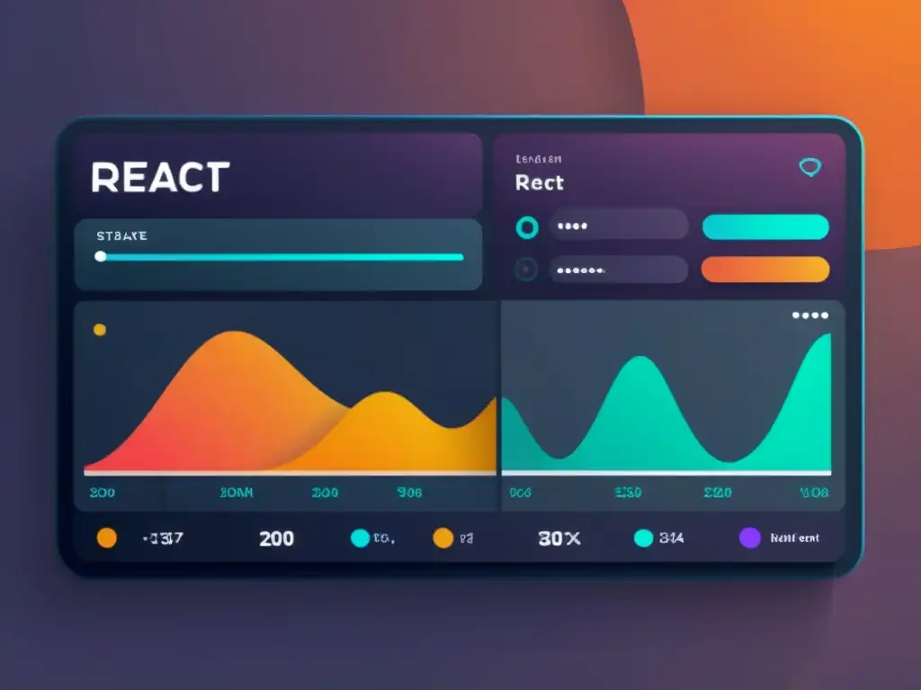 Interfaz moderna de aplicación React con gestión eficaz de estado, diseño limpio y visualización de datos atractiva