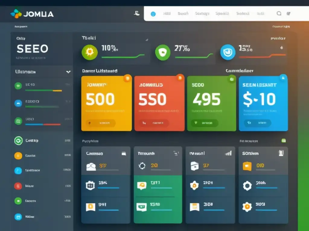 Interfaz moderna y eficiente de Joomla con configuración de Optimización SEO destacada