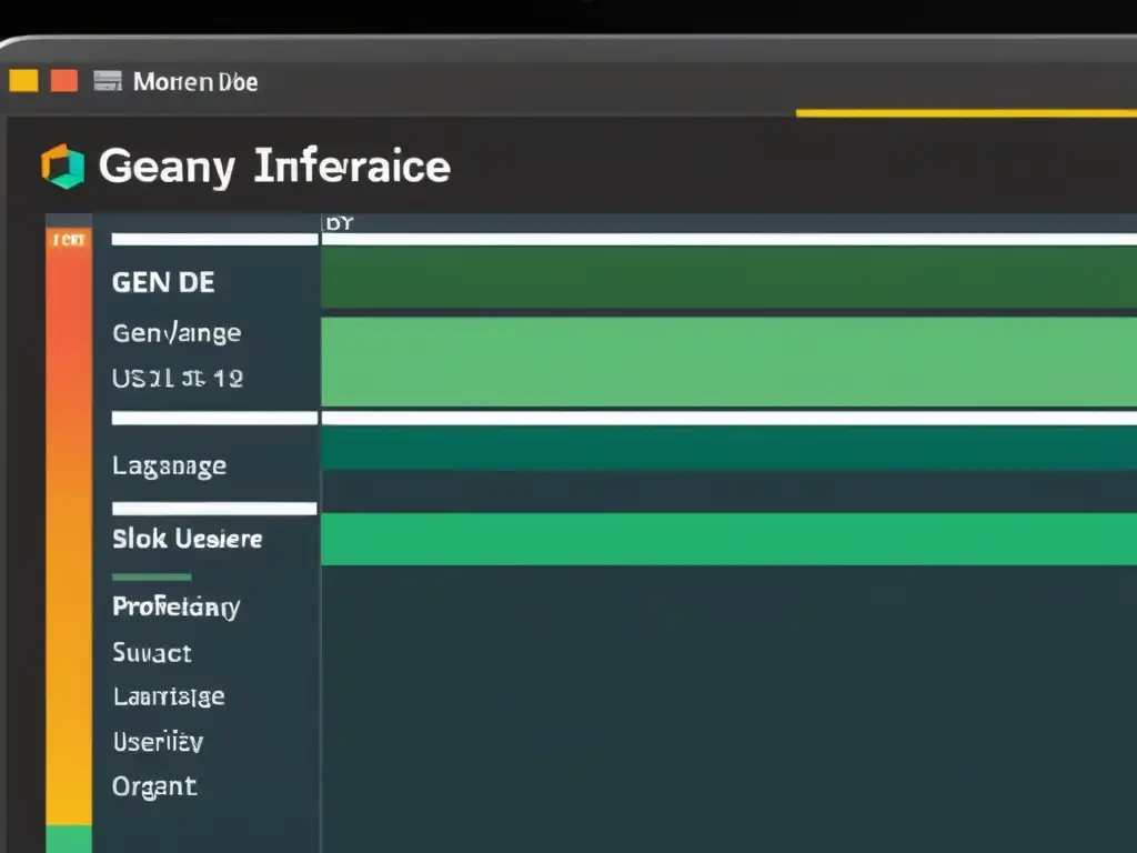 Interfaz moderna del IDE Geany mostrando varios lenguajes de programación simultáneamente