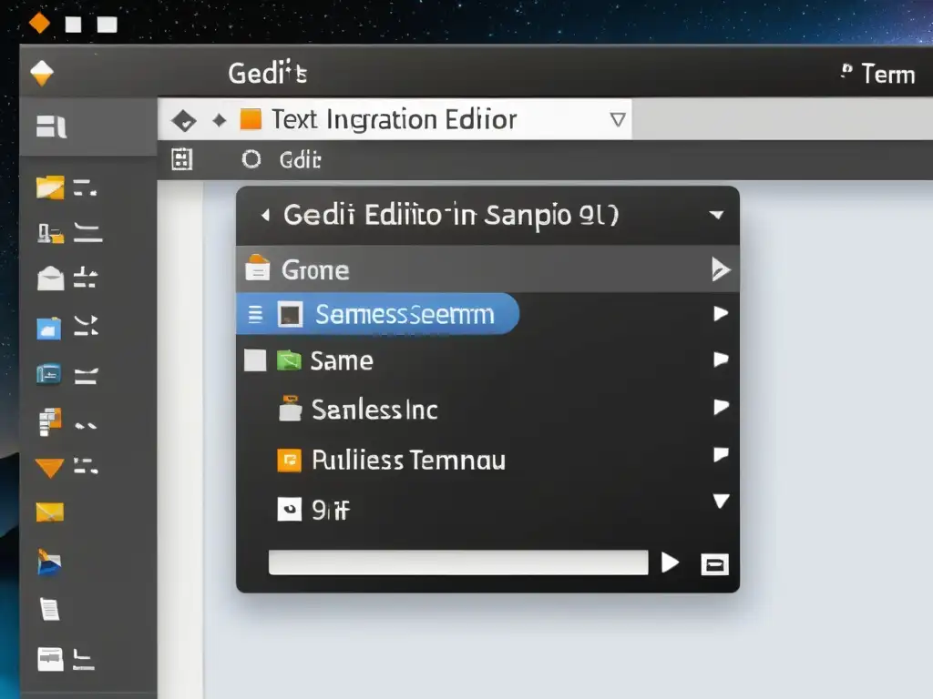 Interfaz moderna de Gedit integrada con componentes GNOME, mostrando su integración y eficiencia