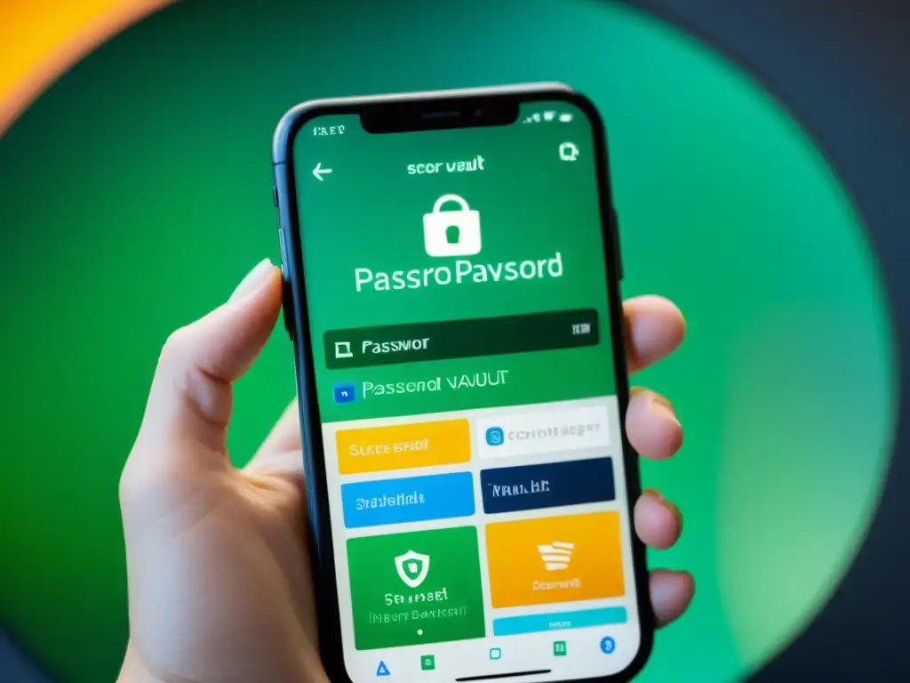 Interfaz moderna de gestor de contraseñas open source seguros en smartphone