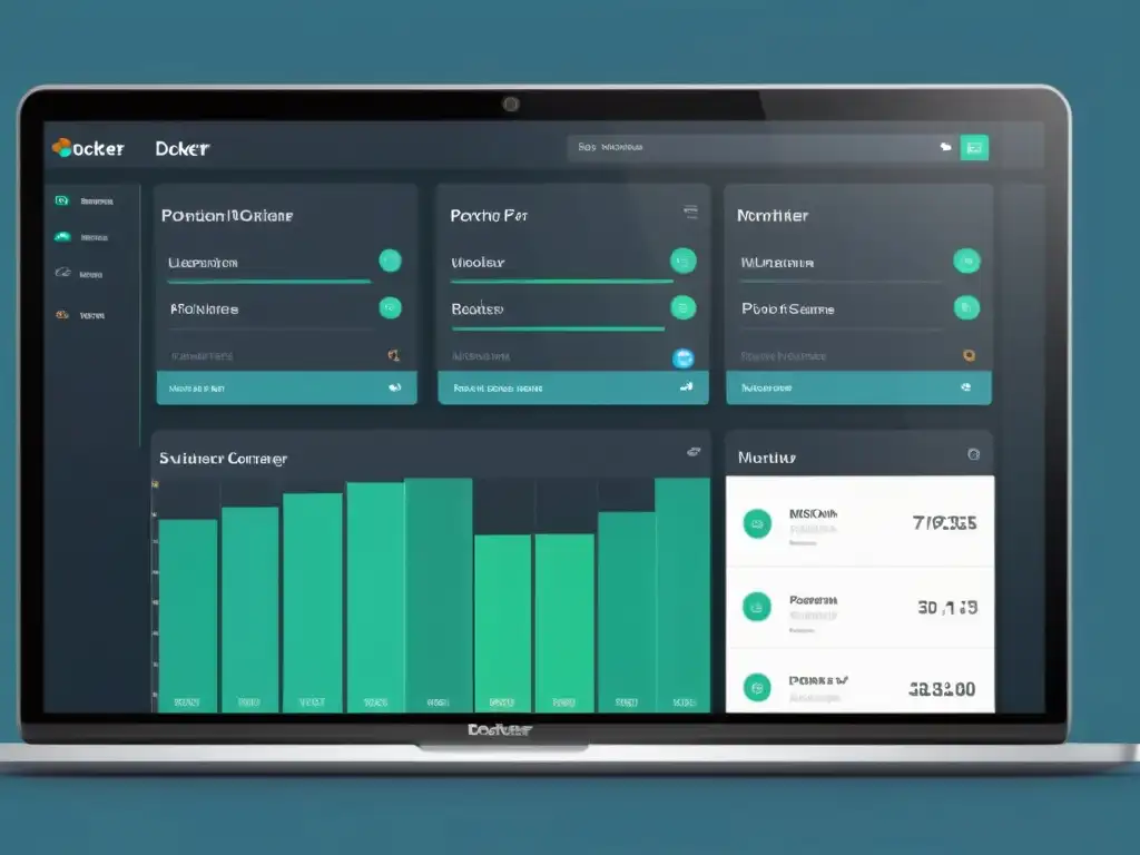 Interfaz moderna de Portainer para el manejo de contenedores Docker, con diseño minimalista y navegación intuitiva