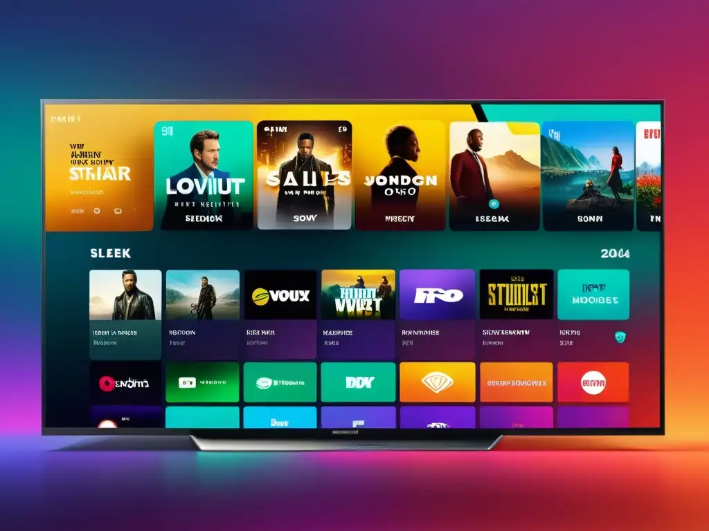 Interfaz moderna de plataforma de streaming con sistemas de recomendación open source, diseño intuitivo y vibrantes visuales en 8k