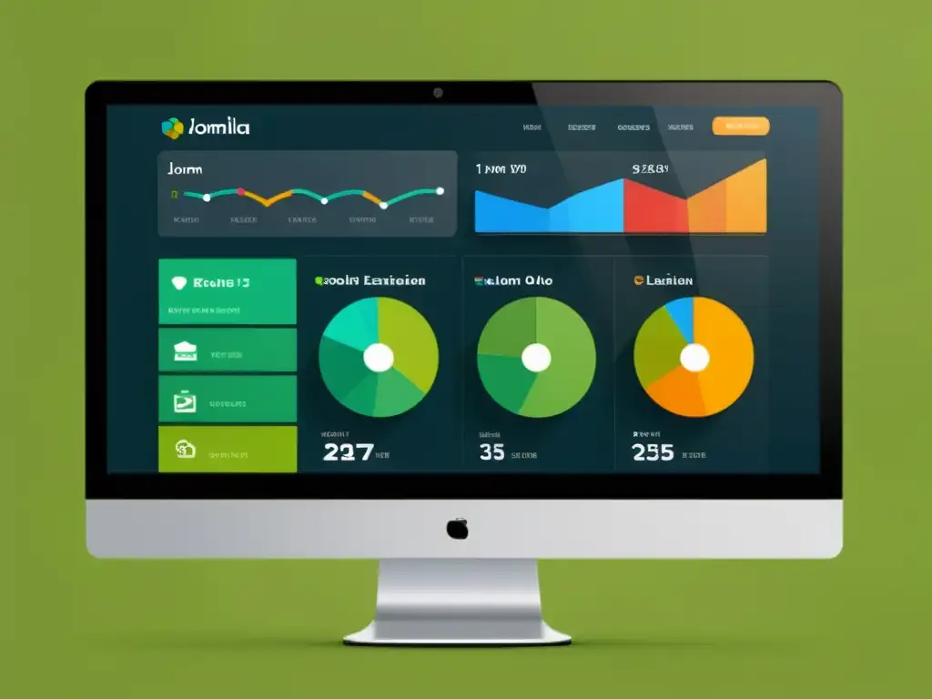 Interfaz Joomla moderna y pulida con las mejores extensiones para sitios web, reflejando innovación y expertise