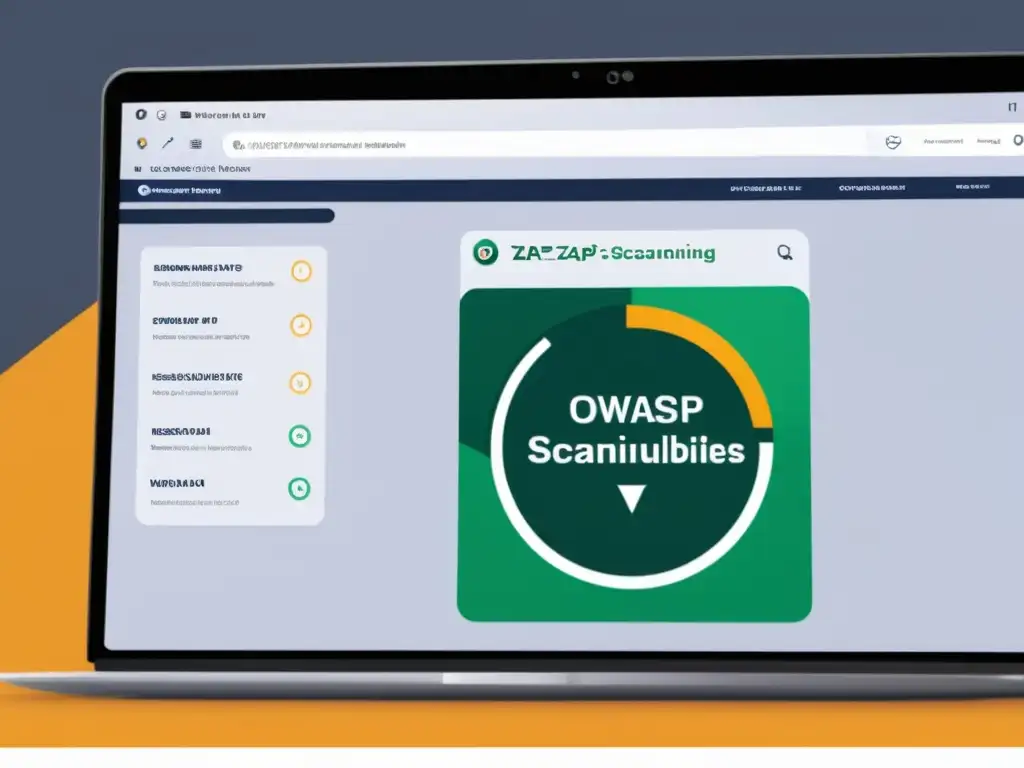 Interfaz moderna de OWASP ZAP escaneando y mostrando resultados de vulnerabilidades