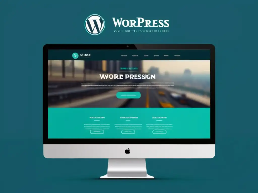 Interfaz moderna de sitio web WordPress, con personalización de tema único, destacando elementos de diseño y estética profesional