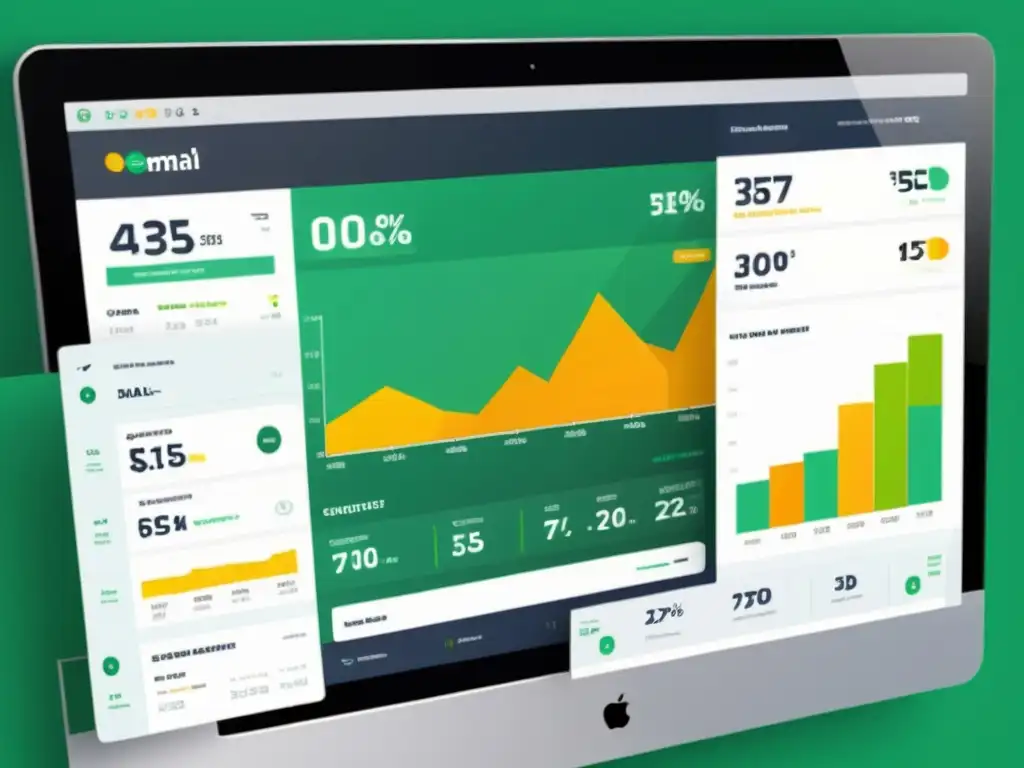 Interfaz moderna y vibrante para software de código abierto para email marketing con gráficos e intuitiva visualización de datos en tiempo real