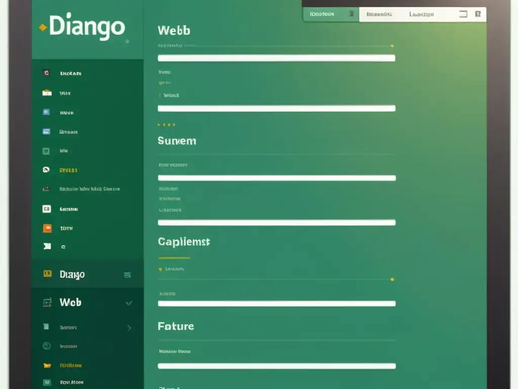 Interfaz moderna de aplicación web Django: diseño elegante, funcionalidades interactivas y esquema de color atractivo