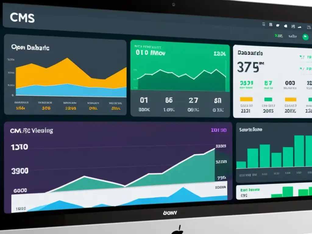 Interfaz de panel de control moderno y detallado con herramientas de análisis para CMS Open Source