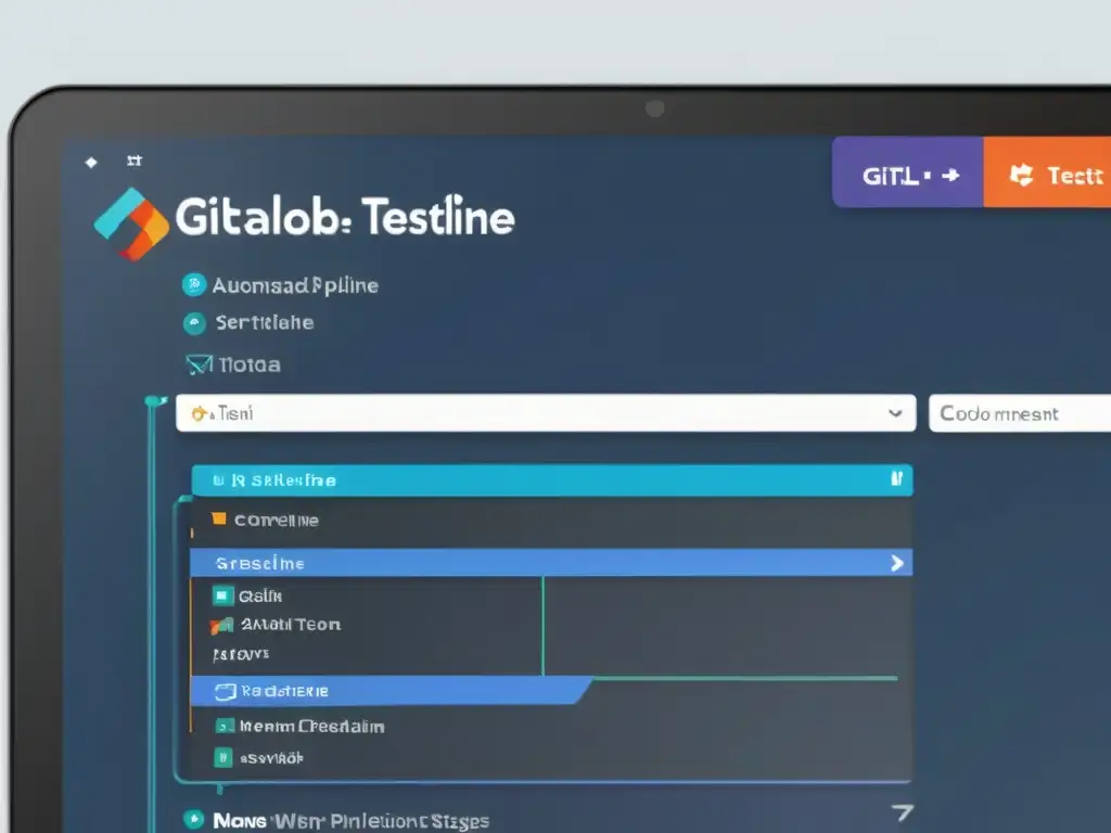 Interfaz de GitLab mostrando un pipeline de testing automatizado