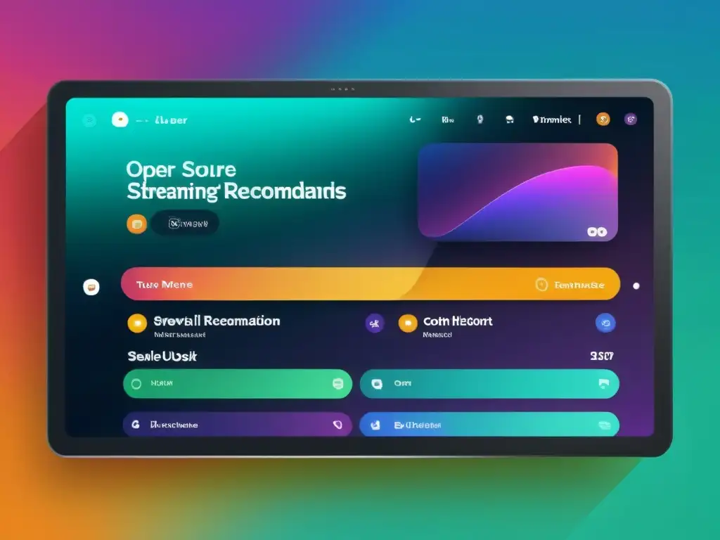 Interfaz de plataforma de streaming moderna con recomendaciones personalizadas