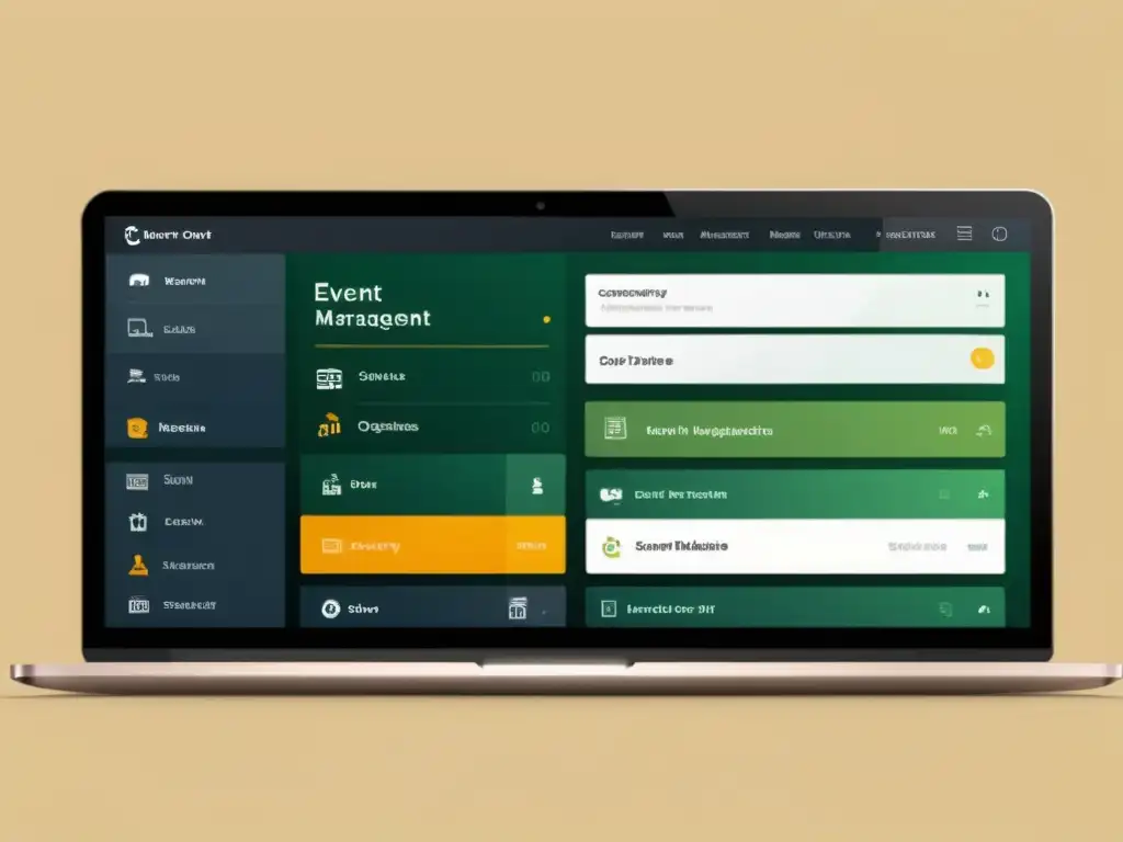 Interfaz de software abierto para gestión de eventos, con diseño intuitivo y herramientas de organización y seguridad en tiempo real