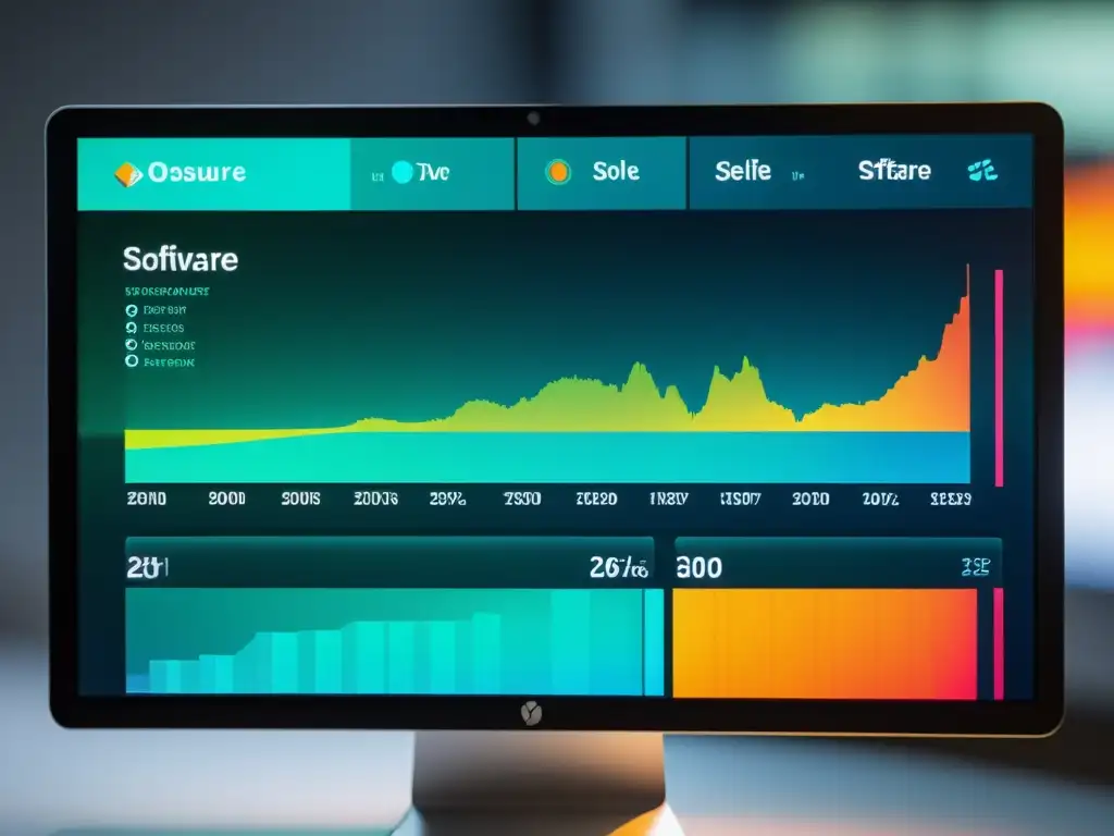 Interfaz de software de código abierto con visualización de datos dinámica y estética moderna