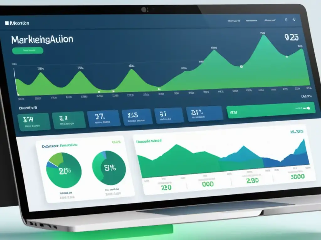 Una interfaz de tablero de automatización de marketing B2B con software libre, moderna y profesional, con gráficos y colores sofisticados