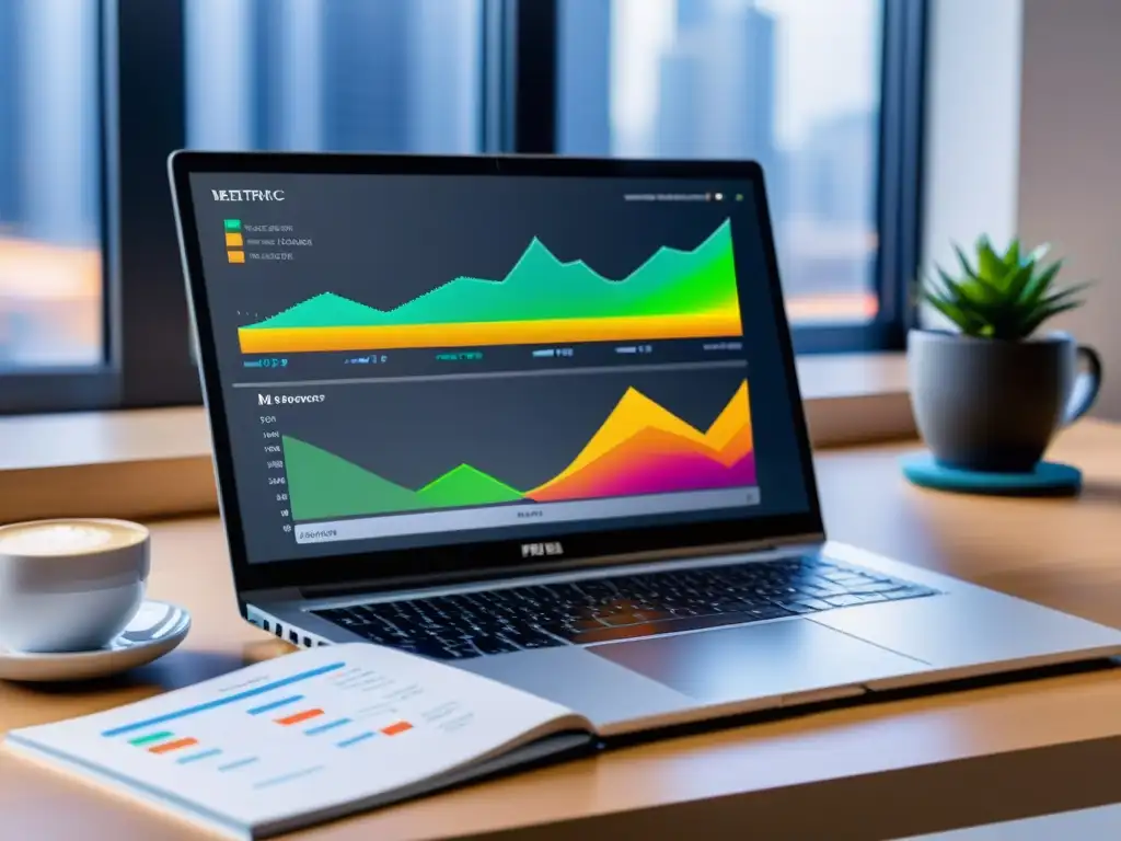 Interfaz de MLflow con visualizaciones de métricas de rendimiento y resultados de ajuste de hiperparámetros, en un entorno profesional y enfocado