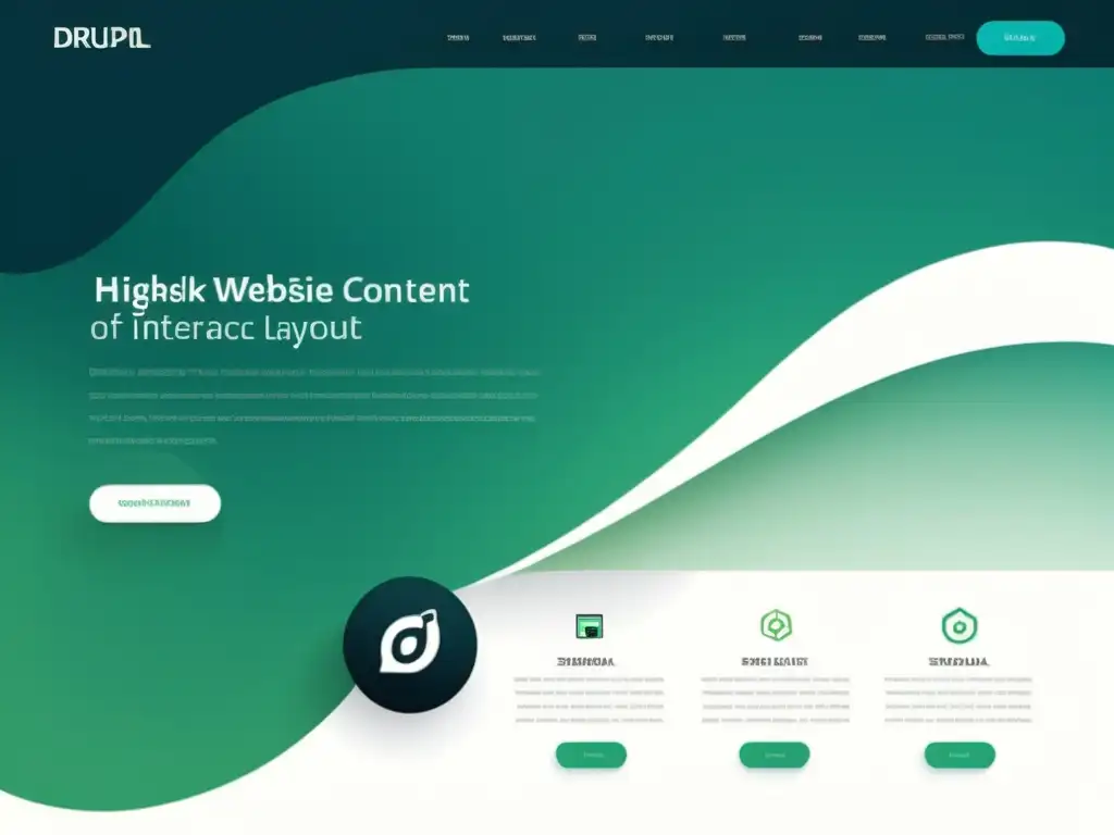 Una interfaz web moderna y dinámica que destaca las características avanzadas del software Drupal para el desarrollo web dinámico y responsive